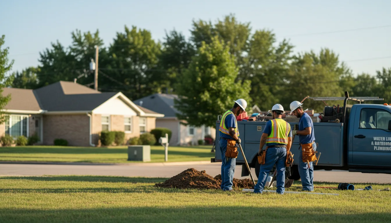 Residential water line and bathroom plumbing service in Oilton, TX